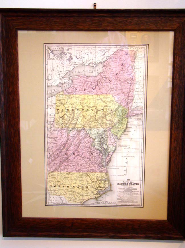 A framed and matted "Map of the Middle States" from Mitchell's Geography published in 1839 — image 2